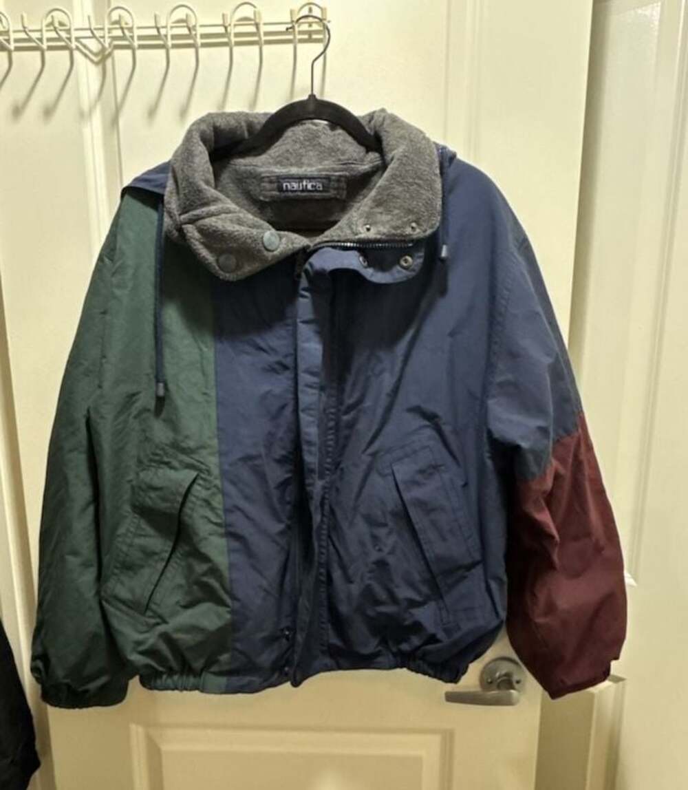 Vintage Nautica Highland Glen Color Block Hooded Jacket Fleece Lined Full Zip Co